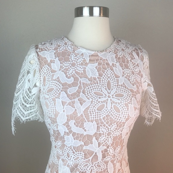 ASOS White Lace Overlay Sheath Dress - Picture 2 of 3